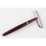 Vintage Parker 51 burgundy fountain pen with brushed steel cap dip tested & writting item is in