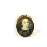 Signed gold framed miniature of a young boy, signed HAM 1769, good overall condition, frame measures