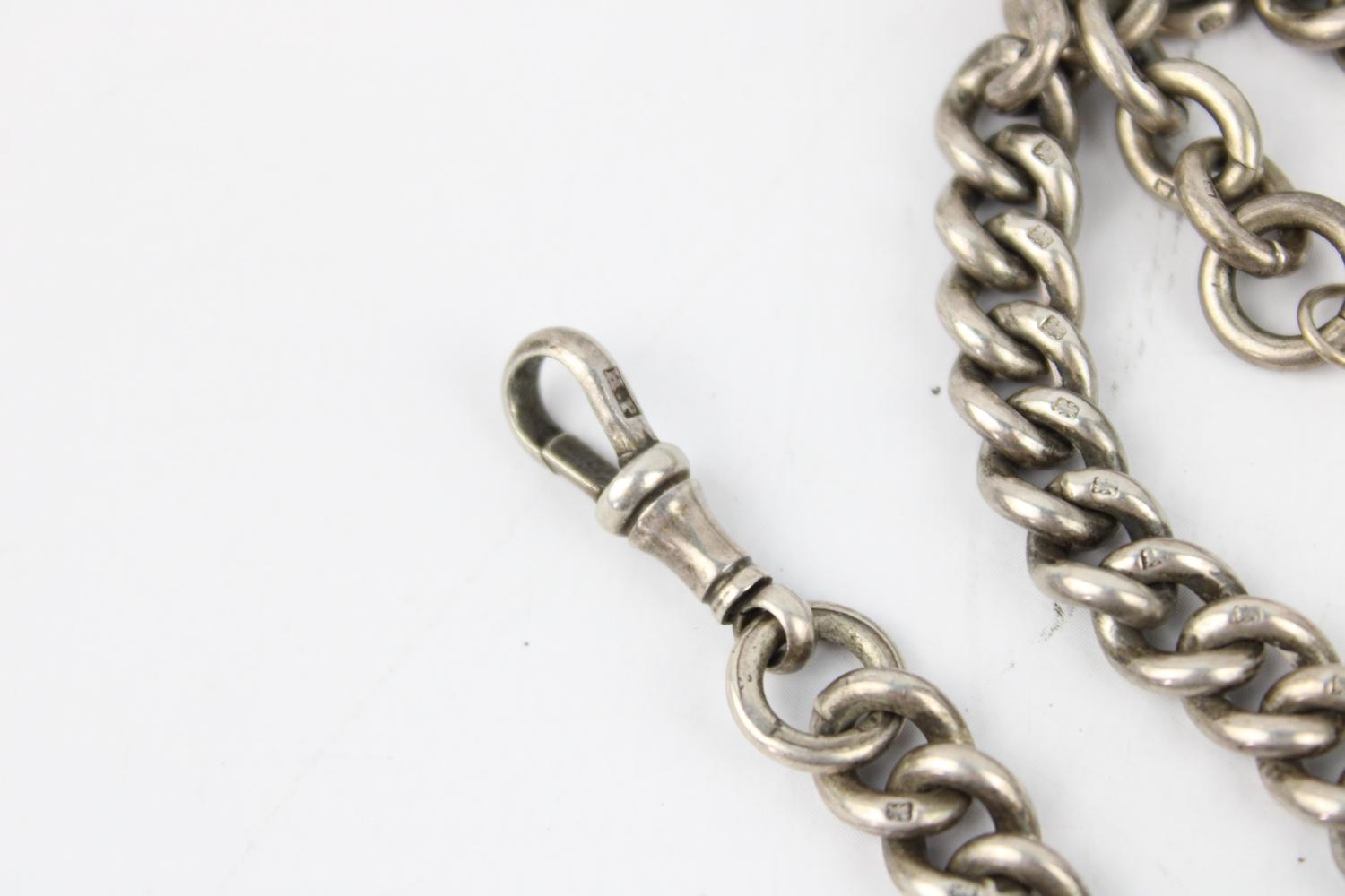 Antique Hallmarked .925 sterling silver chunky curb Albert Chain w/ T-Bar Length - 35cm In vintage - Image 5 of 7