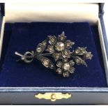 Antique rose diamond brooch gold back silver front measures approx 45mm by 26mm, as shown condition