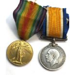 WW1 medal pair named ps.3301 pte.a.Bush .Midd,x r, as shown condition