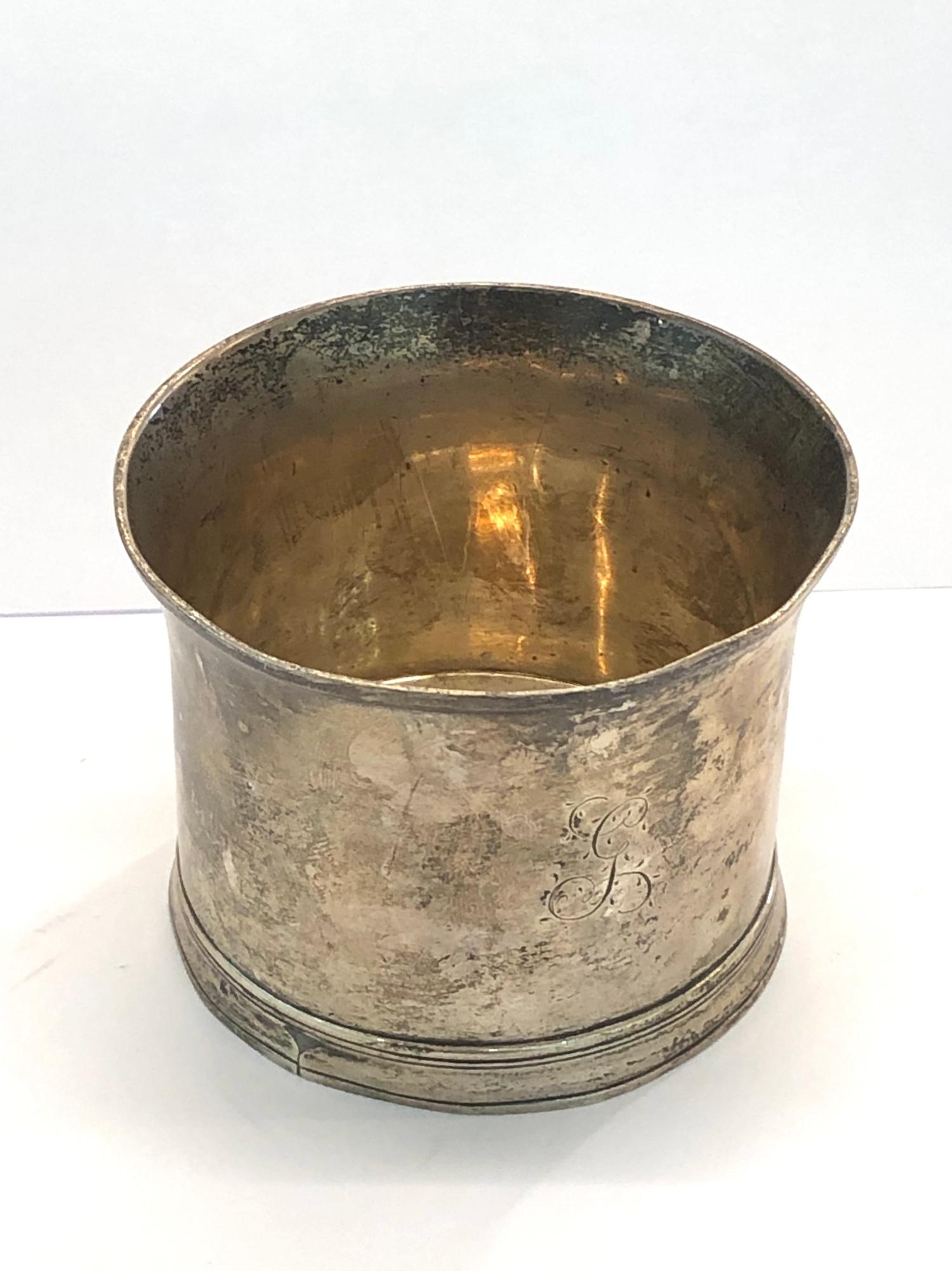 Georgian silver beaker repairs and damage missing handle london silver hallmarks measures height 7cm - Image 5 of 5