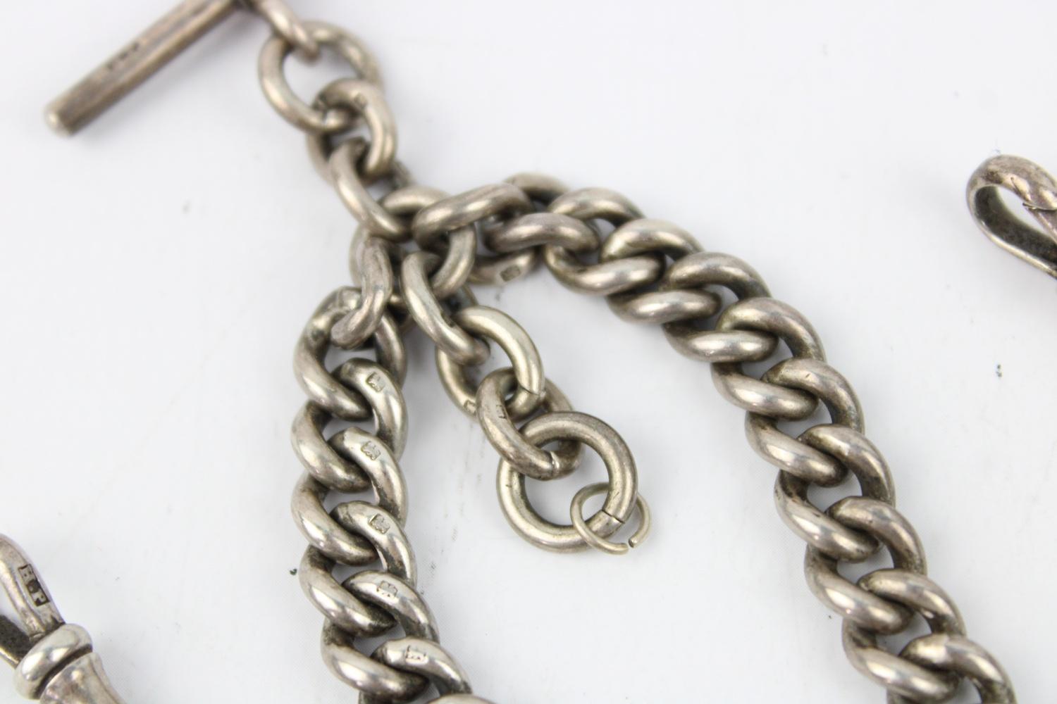 Antique Hallmarked .925 sterling silver chunky curb Albert Chain w/ T-Bar Length - 35cm In vintage - Image 4 of 7