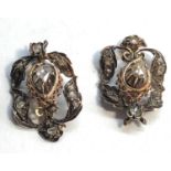 Antique rose diamond earring for restoration missing backs each measures approx 22mm by 14mm gold