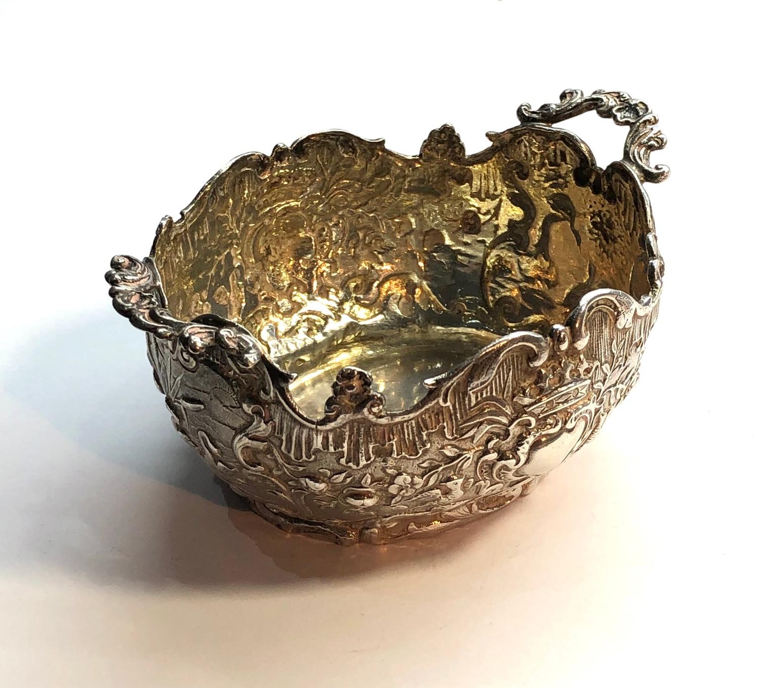 Antique continental and English silver bowl fine embossed decoration London silver and another - Image 2 of 7