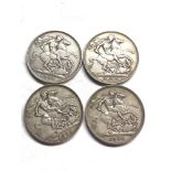 4 victorian silver crowns, condition as shown grade