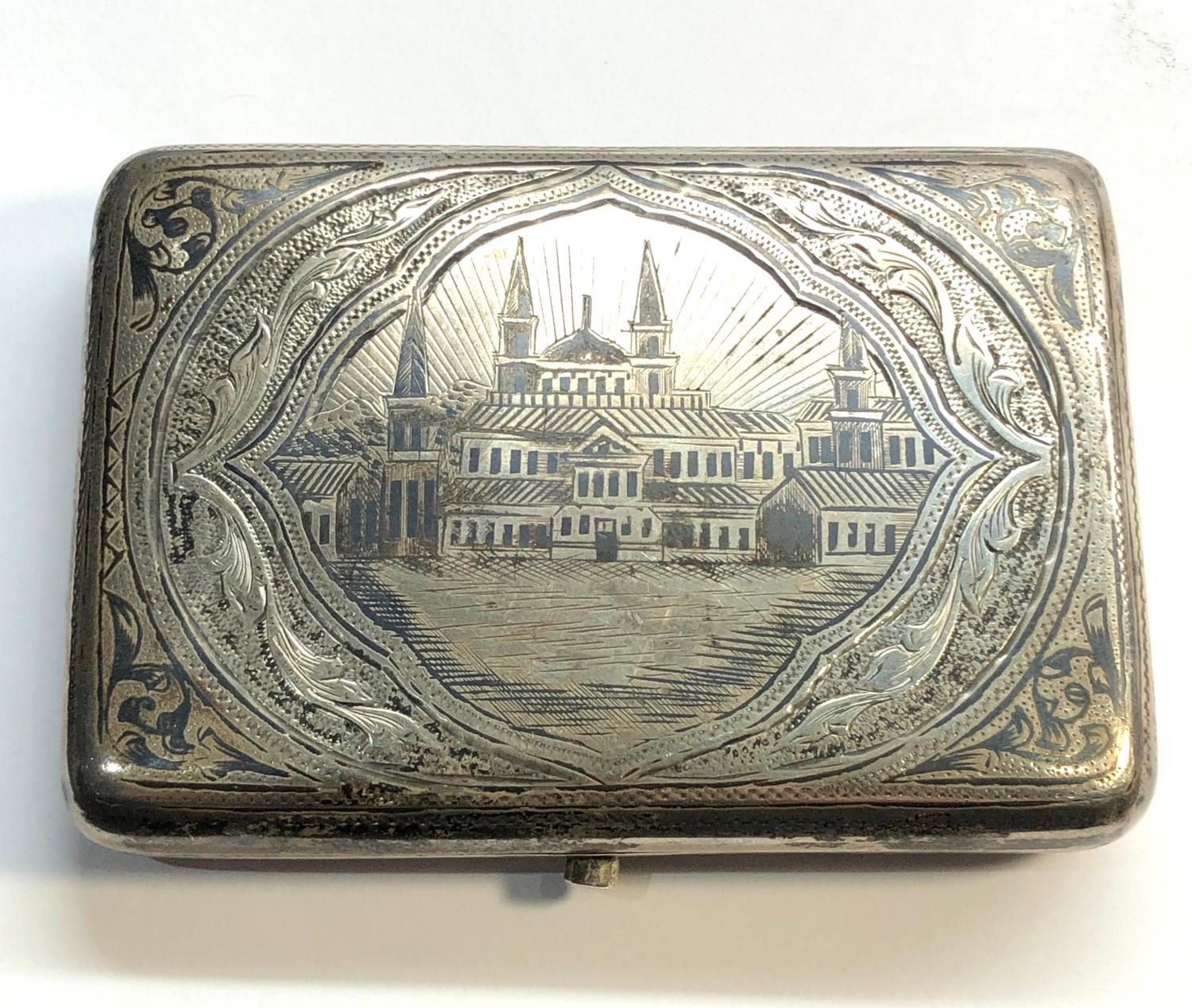 Fine antique Imperial Russian silver & niello cigarette case full Russian silver hallmarks