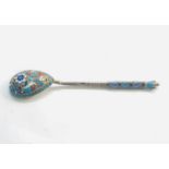 Antique russian silver and enamel spoon measure approx 11cm long bowl 2.4cm wide russian silver