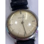 Vintage Gents c.1950's Jager Le Coultre stainless steel wristwatch hand-wind flying saucer shaped