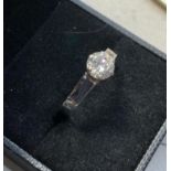 Platinum and Diamond ring diamond measures 6.5mm dia approx 1ct, as shown condition