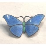 Vintage silver and enamel butterfly brooch measures approx 38mm wide in good condition