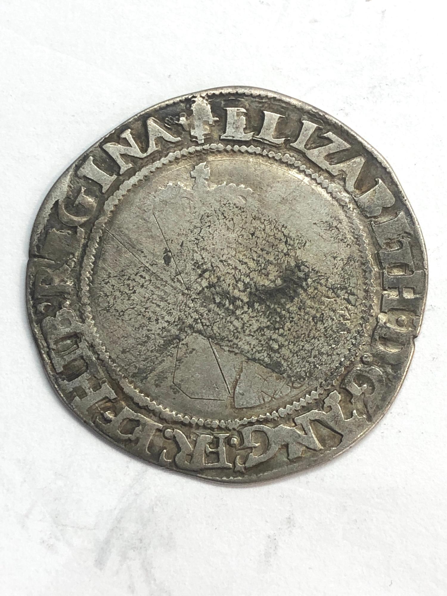Elizabeth 1st silver coin measures approx 33mm dia weight 7.7g please see images for grade and - Image 2 of 2