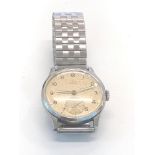 Vintage gents stainless steel omega wristwatch working order good condition for age dial has some