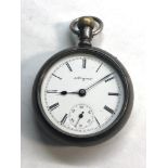 Antique Elgin silver open face pocket watch watch winds and ticks but no warranty given missing