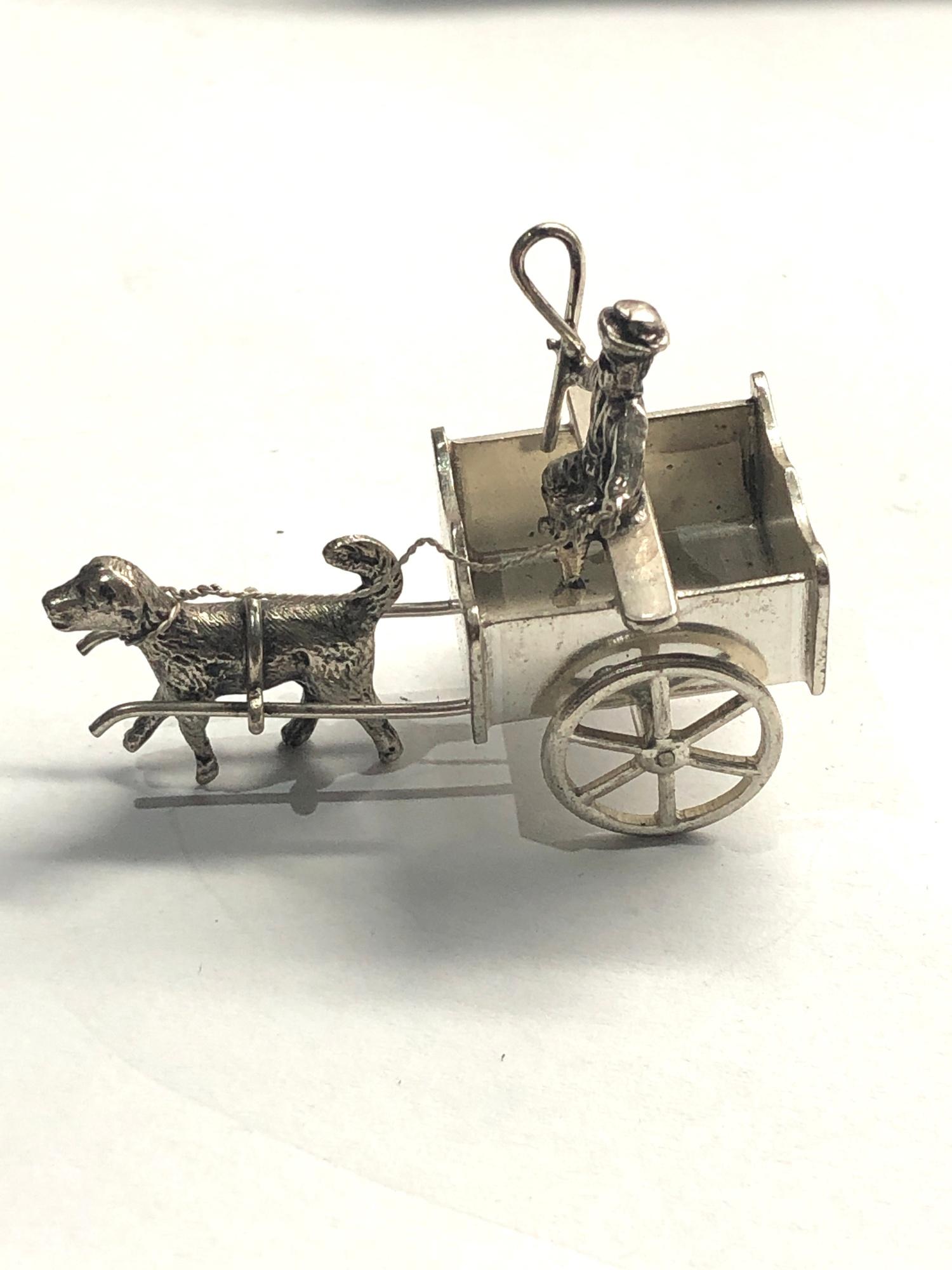 Dutch silver miniature dog pulling cart dutch sword silver hallmarks good condition