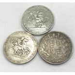 Selection 3 Antique silver crowns, total approximate weight 83g, please see image for grade and