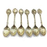 Set of 6 Vintage hallmarked .925 sterling silver teaspoons w/ Zodiac finals length - 12cm In vintage