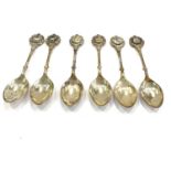 Set of 6 vintage hallmarked .925 sterling silver teaspoons w/ Zodiac finals length - 12cm In vintage