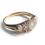 Vintage 18ct gold diamond and opal ring not hallmarked but tests as 18ct weight 3.1g good condition