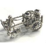 Dutch silver miniature man pulling milk churns on cart dutch sword silver hallmarks good condition