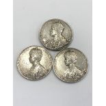 Selection of 3 1911 George V Coronation Official Silver coins, approximate total weight 36.6g,