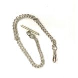 Antique Silver Albert watch chain, this piece has been cleaned, total approximate weight: 30.5g