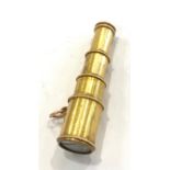 High carat gold telescope compass fob, no hallmarks buts tests high carat, damage to glass and