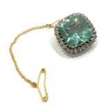 Antique Topaz and diamond set ladies brooch with safety chain, approximate size of Topaz is 15mm