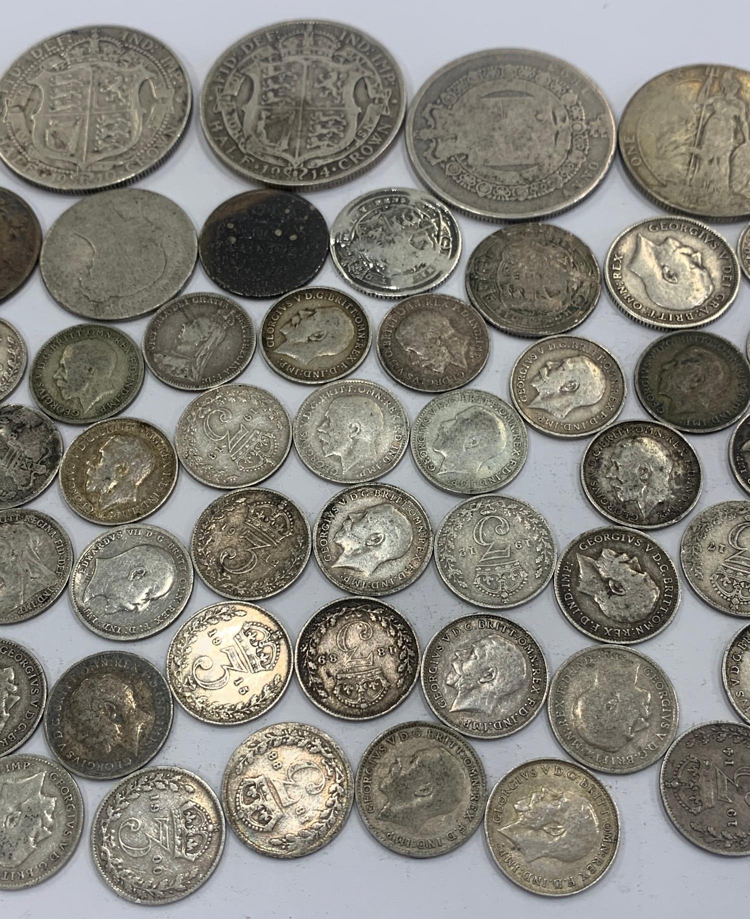 Selection miscellaneous silver coins, total approximate weight: 144g - Image 2 of 3