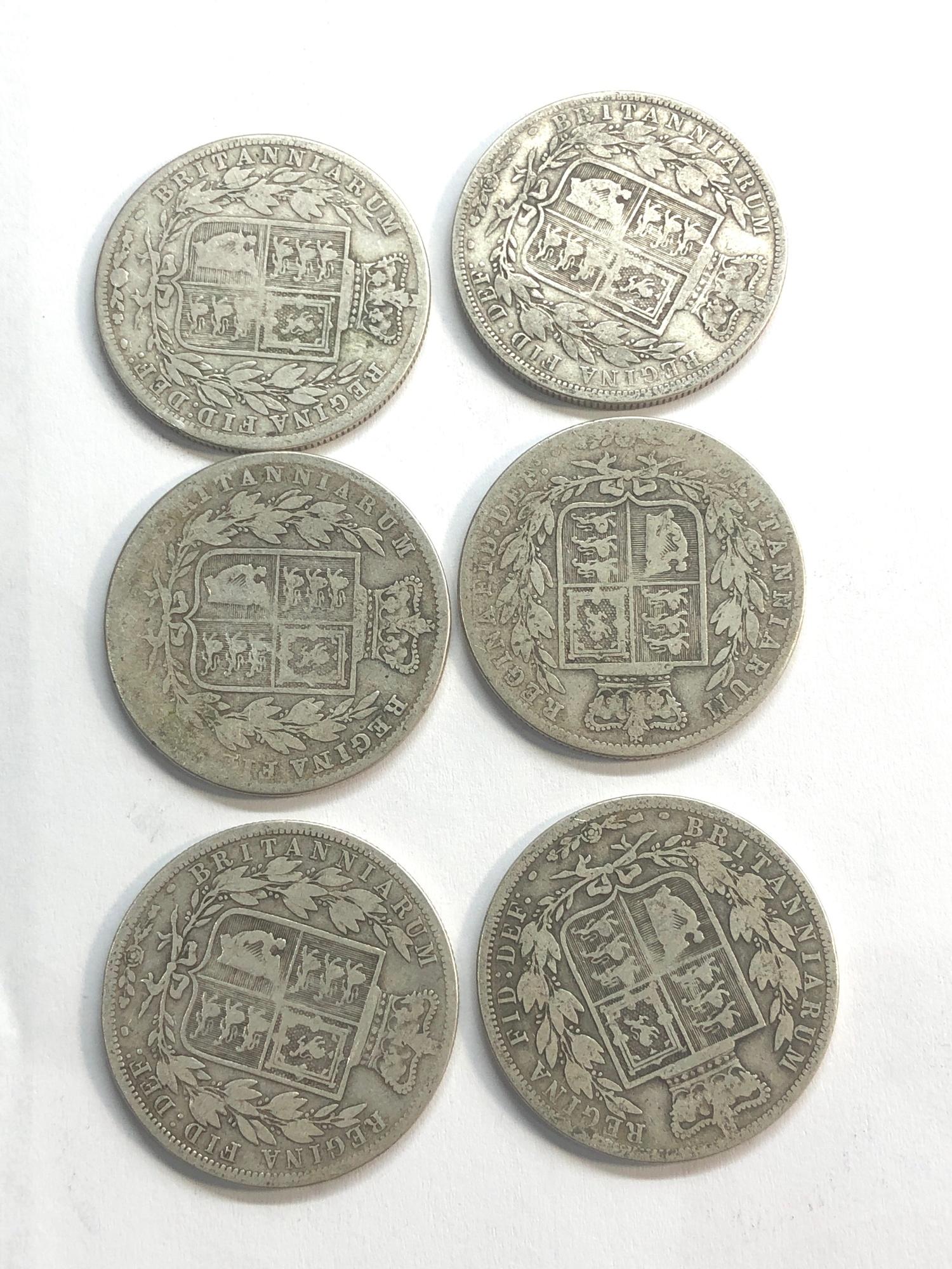 6 Victorian silver half crowns please see images for grade and condition