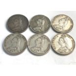 6 Victorian double florins please see images for grade and condition