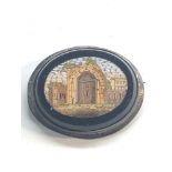 Antique micro mosaic brooch mounted in silver frame measures approx 4cm by 3.3cm minor edge chipping