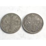 2 Victorian silver double florins please see images for grade and condition