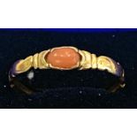 Ladies early antique and coral set ring, total overall weight 2.2g, no hallmarks, tests as high