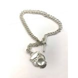 Antique silver Albert chain with fob, this piece has been cleaned, total approximate weight 119.5g