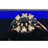 Vintage ladies hallmarked 9ct diamond and sapphire dress ring, total approximate weight 1.9g