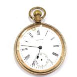 Vintage gents Waltham open faced rolled gold pocket watch hand-wind Spares/ repairs w/