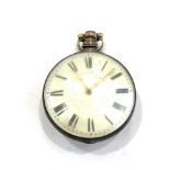 Antique gents hallmarked .925 sterling silver fusee verge pocket watch key-wind spares and