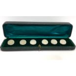 Set of 6 silver buttons in original box, Birmingham 1902