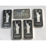 5 One troy ounce .999 silver ingots