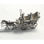 Dutch silver miniature horse drawn carriage dutch sword silver hallmarks good condition, silver rien
