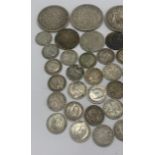 Selection miscellaneous silver coins, total approximate weight: 144g