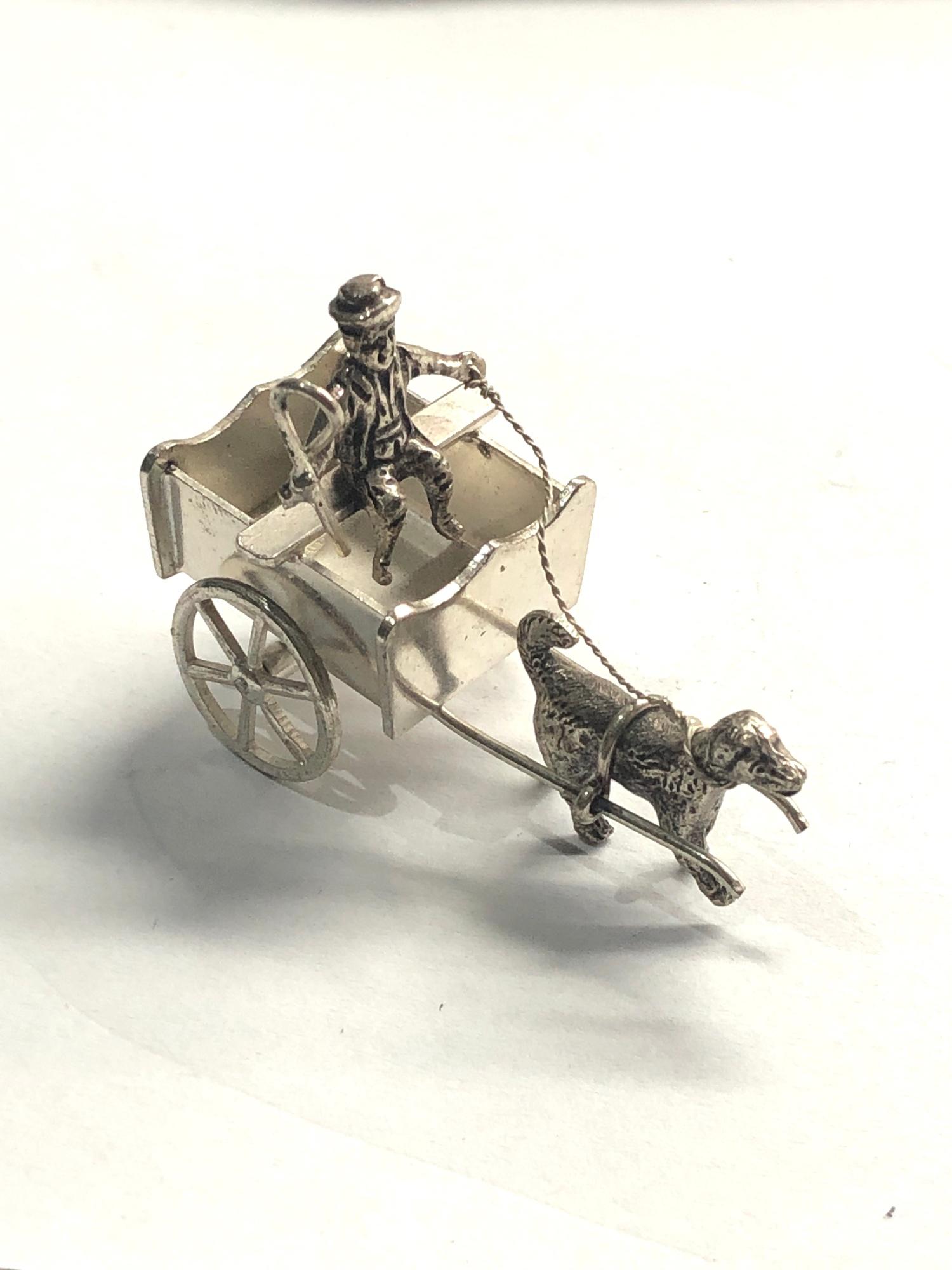 Dutch silver miniature dog pulling cart dutch sword silver hallmarks good condition - Image 2 of 2