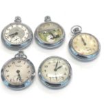 5 vintage pocket watches includes Smiths football watch spares or repair