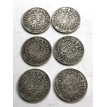 6 Victorian silver half crowns please see images for grade and condition