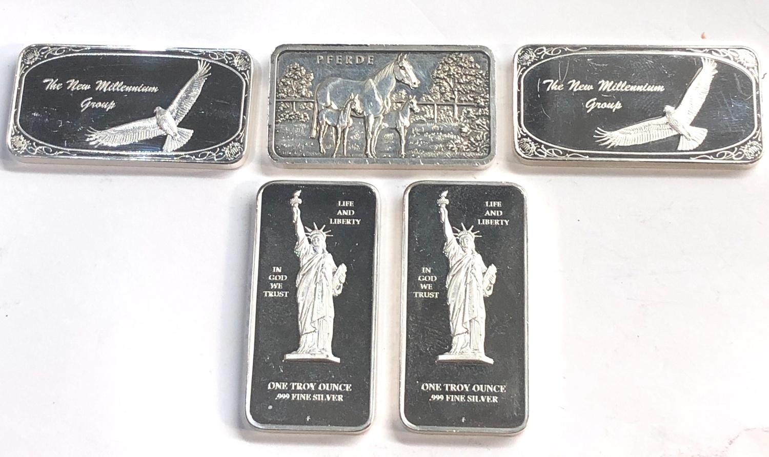 5 One troy ounce .999 silver ingots - Image 2 of 2