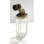 Antique silver top scent perfume bottle in good original condition small sword silver hallmark to