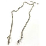 Antique silver Albert chain, this item has been cleaned, total approximate weight: 22.4g, clasp