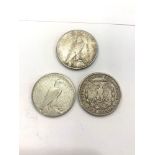 Selection 3 silver one dollar US coins, please see image for grade and condition.