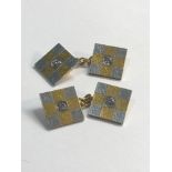 Fine 18ct white and yellow gold diamond cufflinks each set with diamond each diamond measures approx